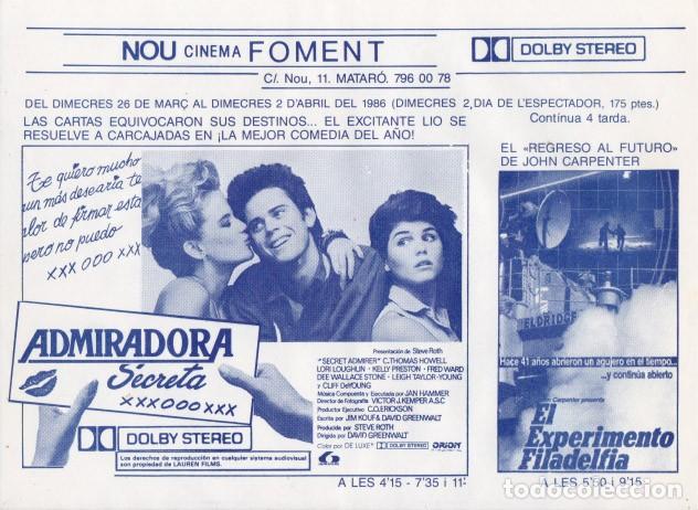 Cine: ADMIRADORA SECRETA (Con publicidad) - Foto 1