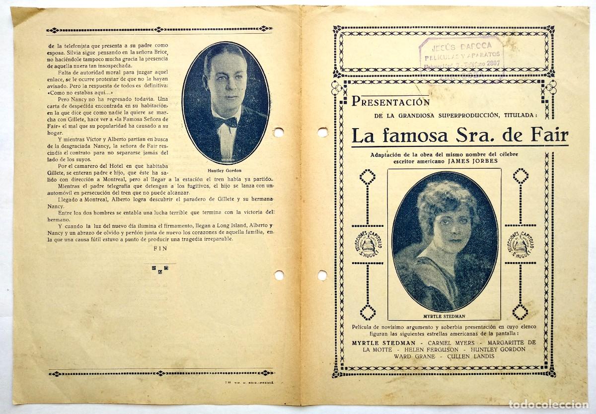  Flyers Publicitaires de films Anciens: LA FAMOSA SRA. DE FAIR, CON MARGARITTE DE LA MOTTE. 16 X 22 CMS. CERRADO.
