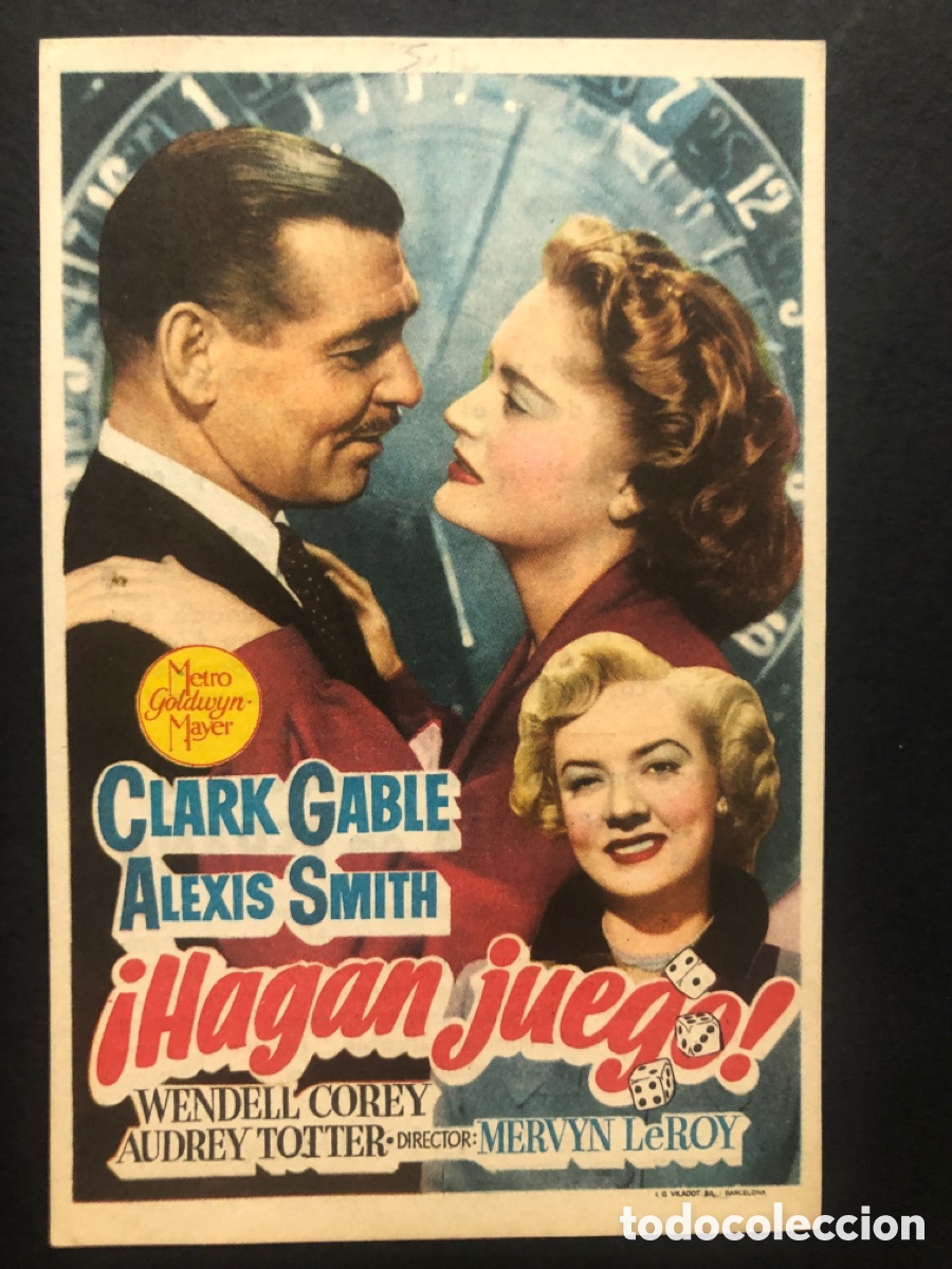 Cinema: Programa MGM hagan juego clark gable con publicidad cine Sur Mislata