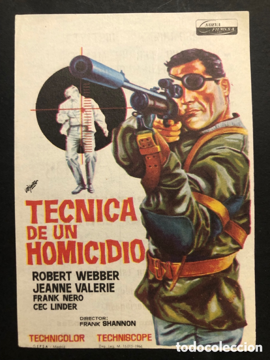 Cine: Programa t&eacute;cnica de un homicidio robert webber con publicidad cine Buenos Aires bilbao A10