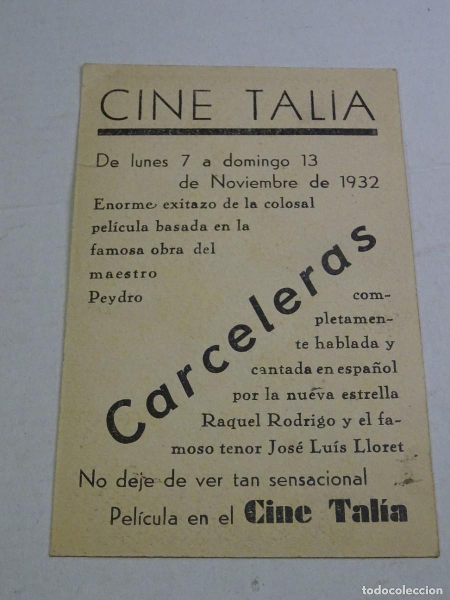Cine: PROGRAMA DE CINE - CARCELERAS - CINE TALIA 1932 - Foto 2