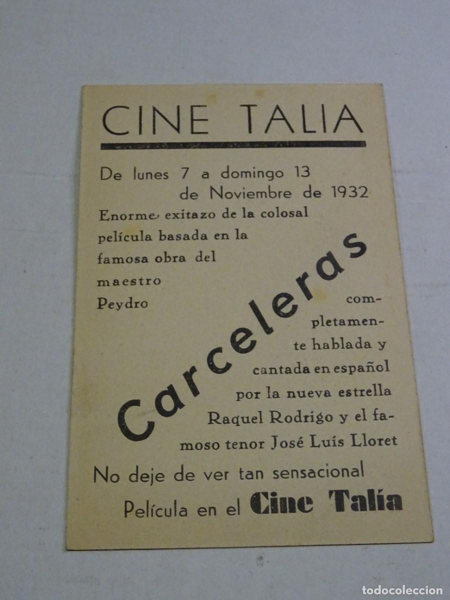 Cine: PROGRAMA DE CINE - CARCELERAS - CINE TALIA 1932 - Foto 2