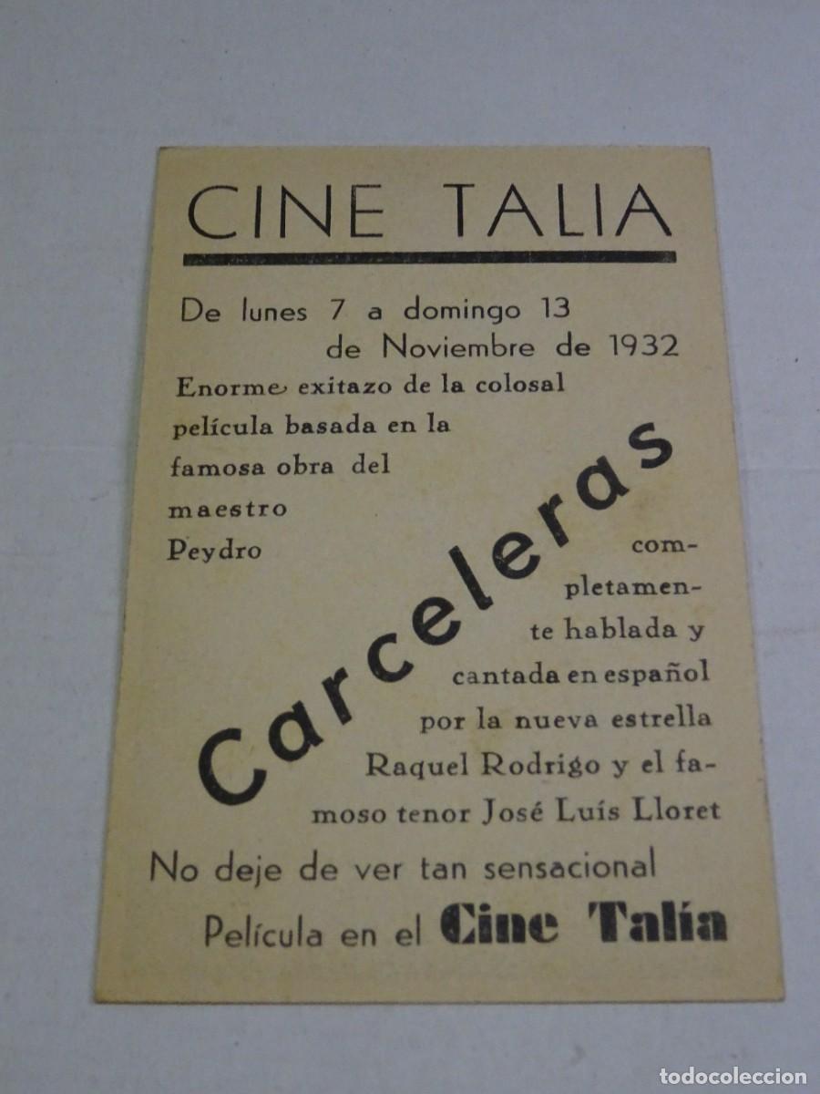 Cine: PROGRAMA DE CINE - CARCELERAS - CINE TALIA 1932 - Foto 2