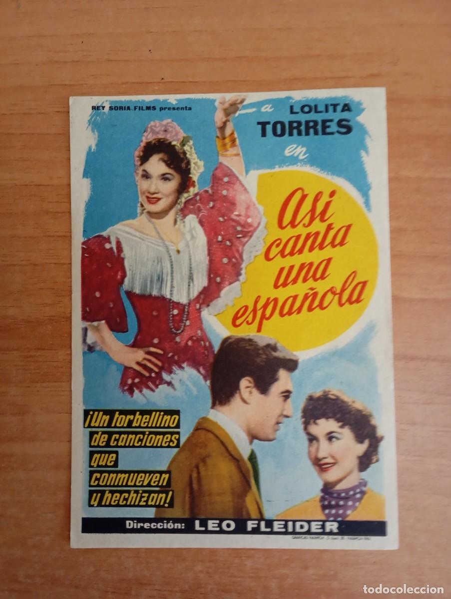 Cine: VERDE2-PROGRAMA DE CINE DE LA PELICULA-- ASI CANTA UNA ESPA&Ntilde;OLA