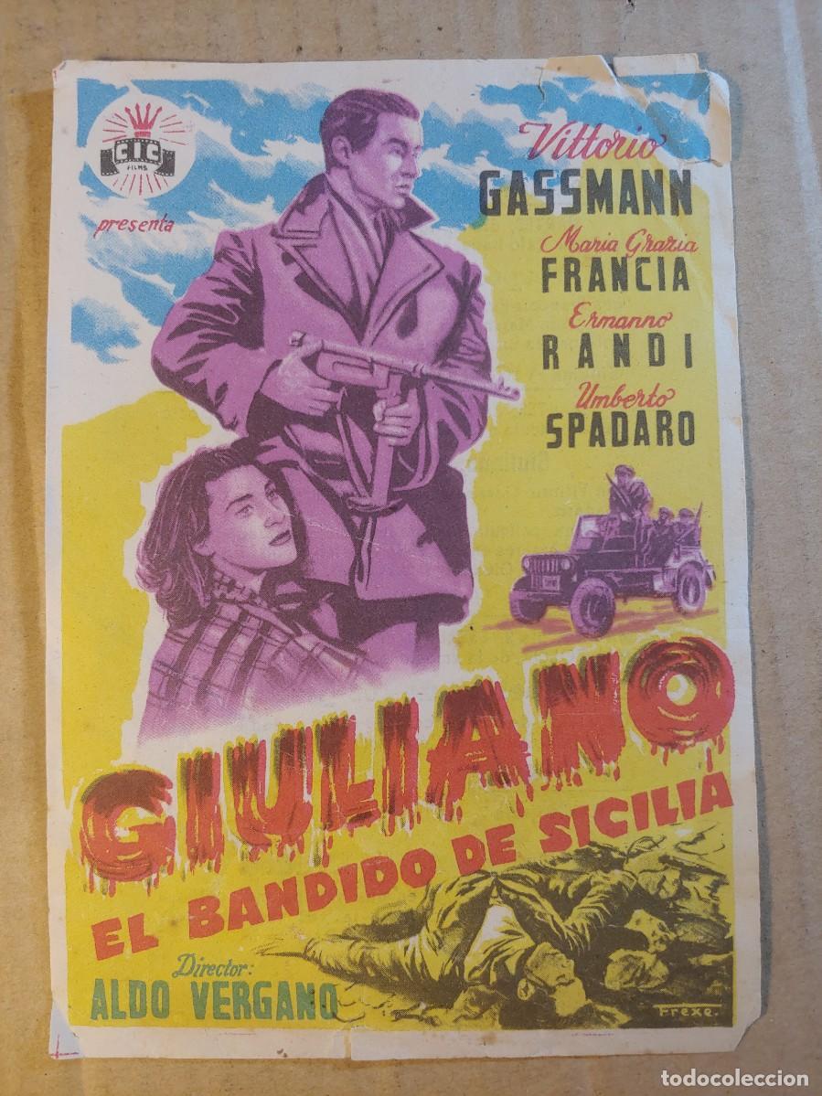 Cine: FOLLETO DE MANO CON PUBLCIDAD DE LA PELICULA GIULIANO EL BANDIDO DE SICILIA