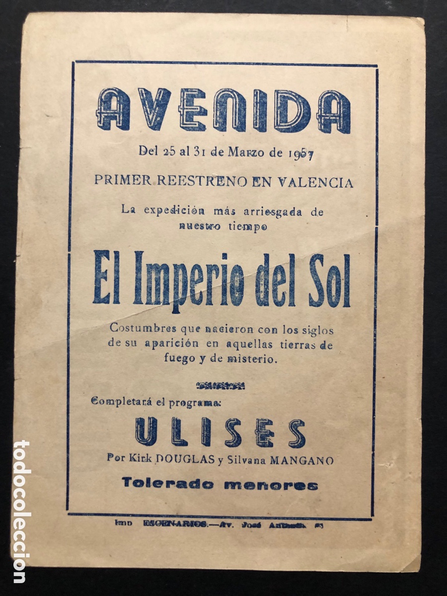 Cine: Programa el Imperio del sol con publicidad cine Avenida valencia A10 - Foto 2
