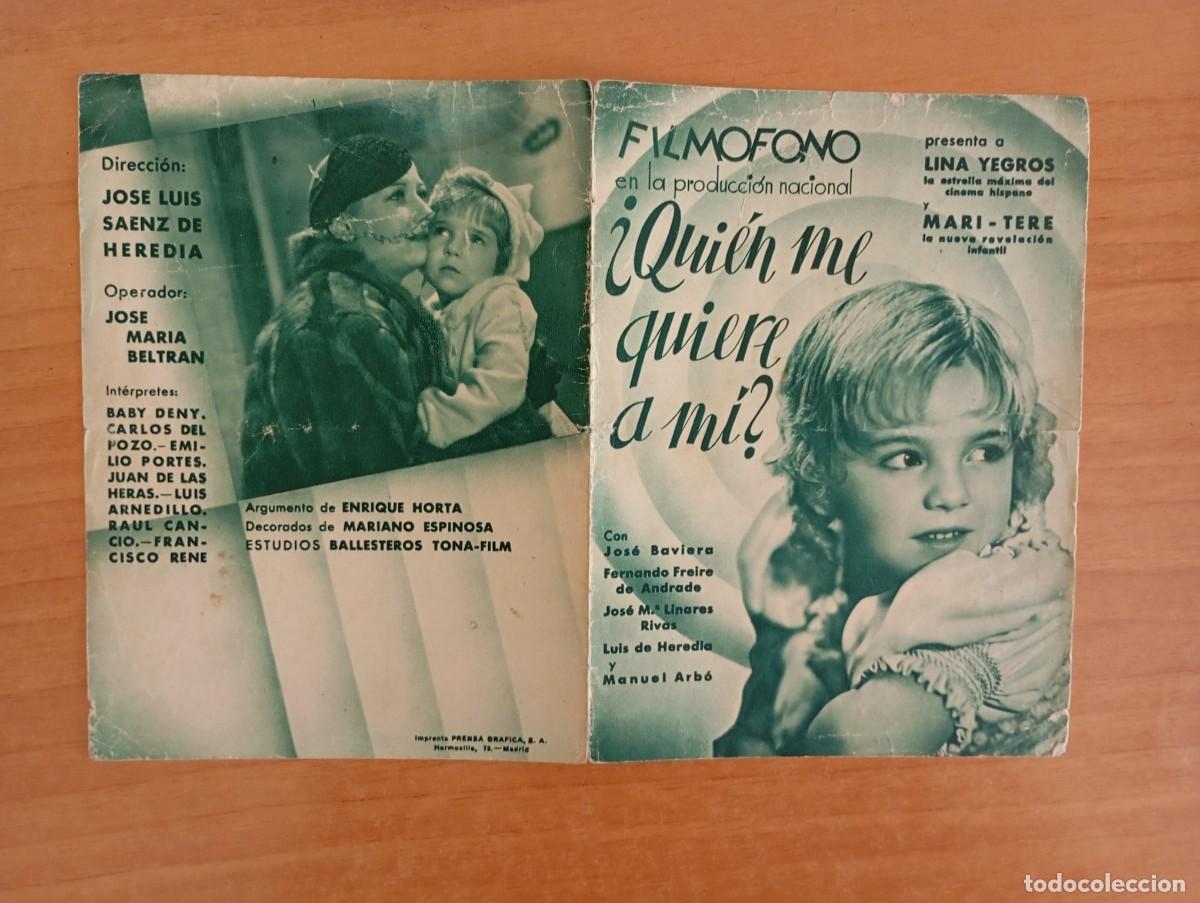  Flyers Publicitaires de films Anciens: AL1-- PROGRAMA DE CINE DE LA PELICULA--- QUIEN ME QUIERE A M&Iacute;