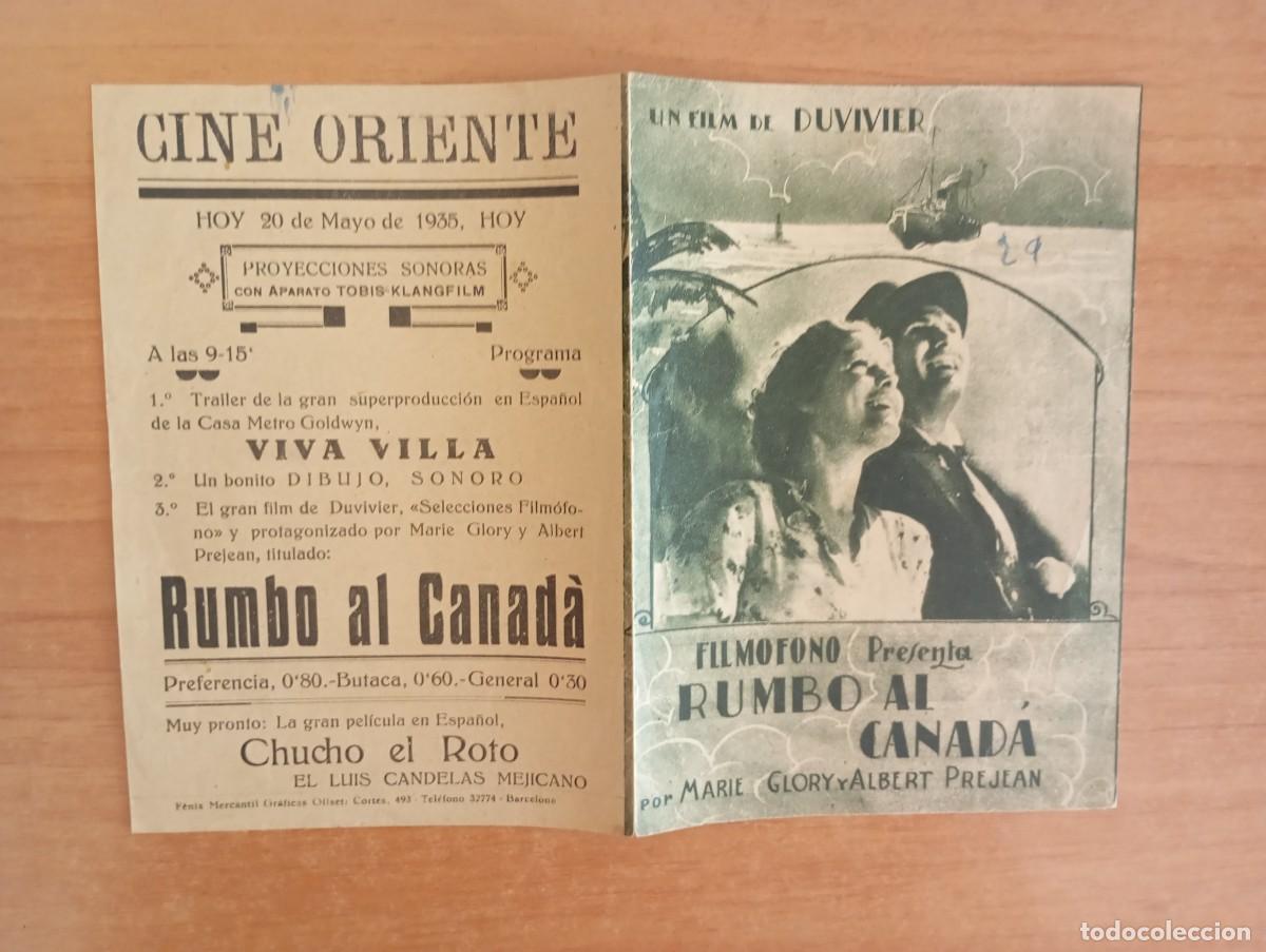  Flyers Publicitaires de films Anciens: AL1-- PROGRAMA DE CINE DE LA PELICULA--- RUMBO AL CANADA