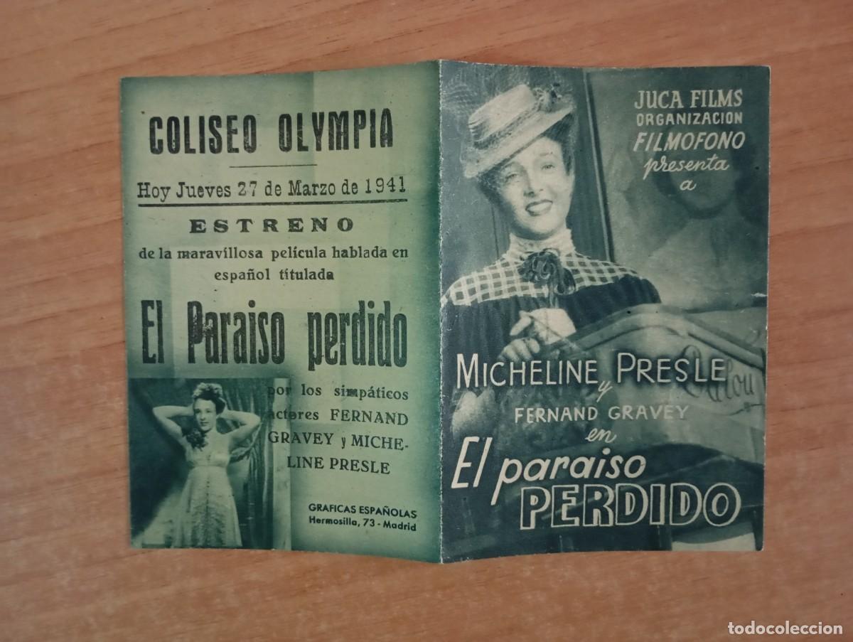  Flyers Publicitaires de films Anciens: AL1-- PROGRAMA DE CINE DE LA PELICULA--- EL PARAISO PERDIDO