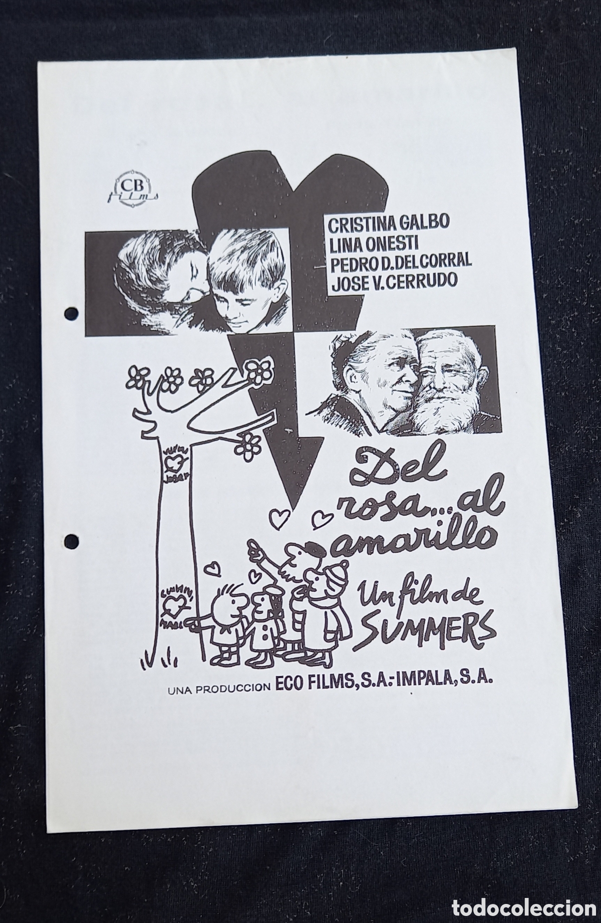 Cine: ANTIGUO PROGRAMA DE CINE DEL ROSA AL AMARILLO UN FILM DE SUMMERS - Foto 1