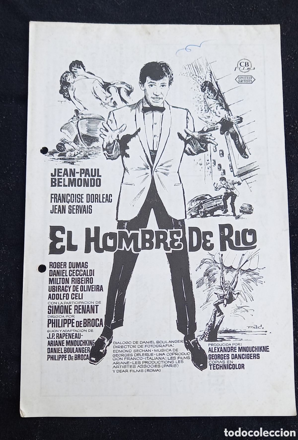 Foglietti di film di film antichi di cinema: ANTIGUO PROGRAMA DE CINE EL HOMBRE DE RIO CB FILMS