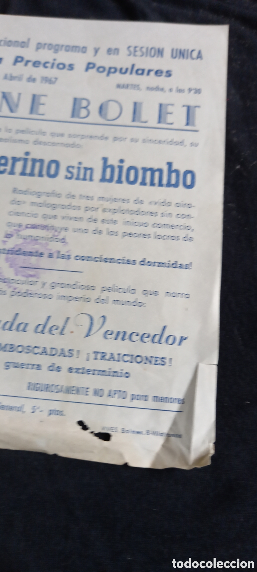 Cine: ANTIGUO PROGRAMA DE CINE CAMERINO SIN BIOMBO - Foto 3