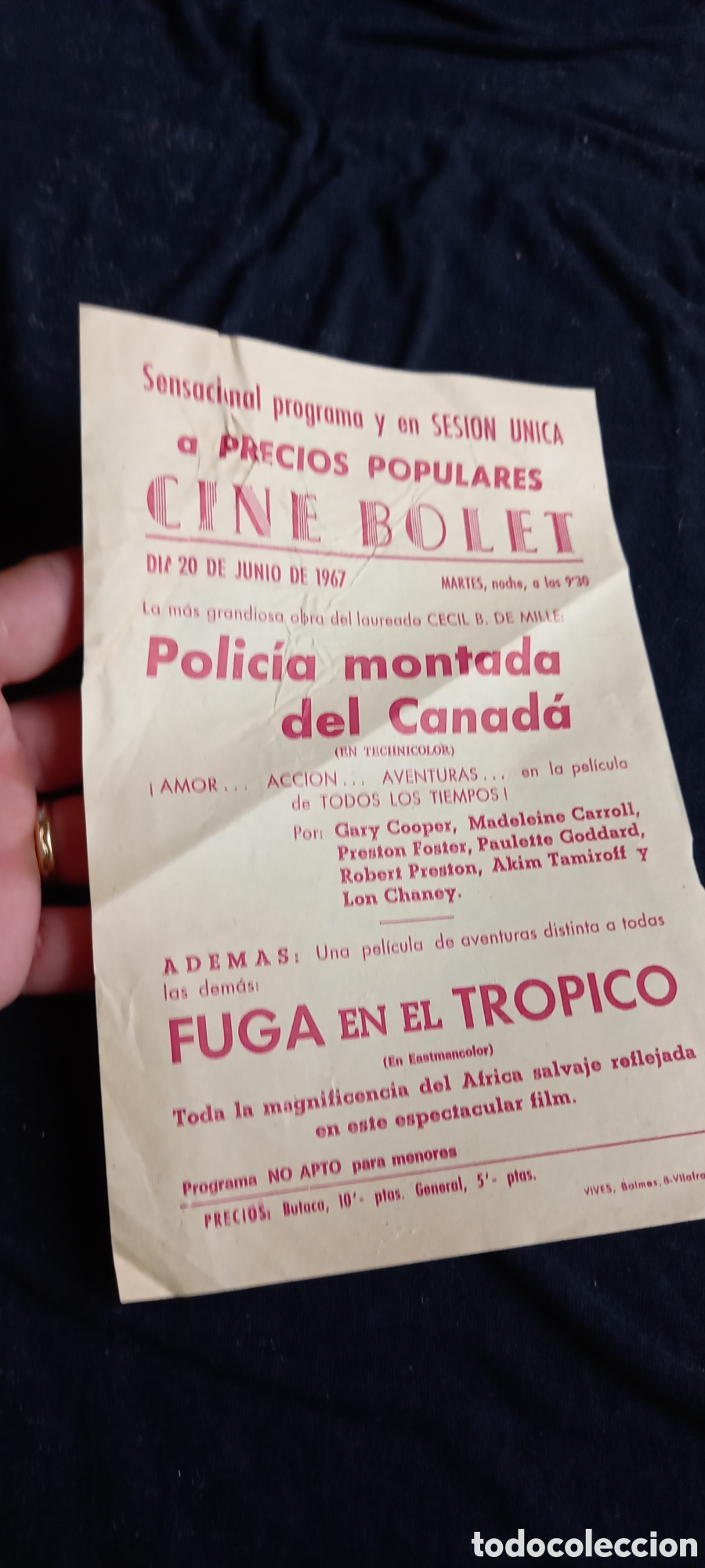Cine: ANTIGUO PROGRAMA DE CINE ,POLIC&Iacute;A MONTADA DEL CANADA - Foto 2