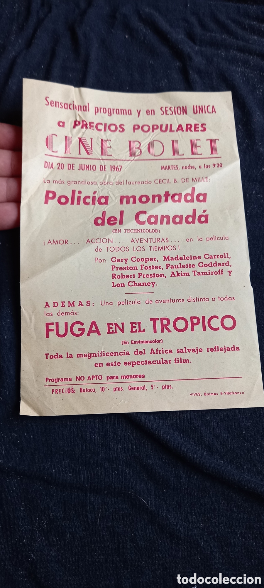Cine: ANTIGUO PROGRAMA DE CINE ,POLIC&Iacute;A MONTADA DEL CANADA - Foto 4