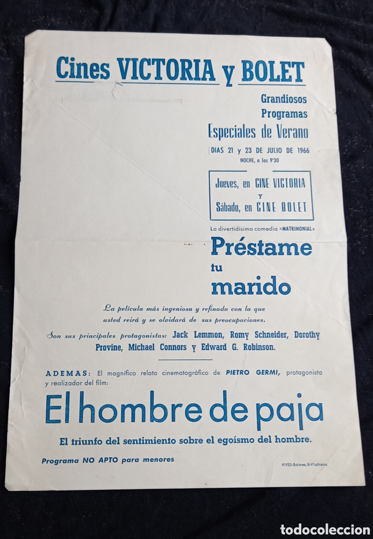 Cine: ANTIGUO PROGRAMA DE CINE - Foto 1