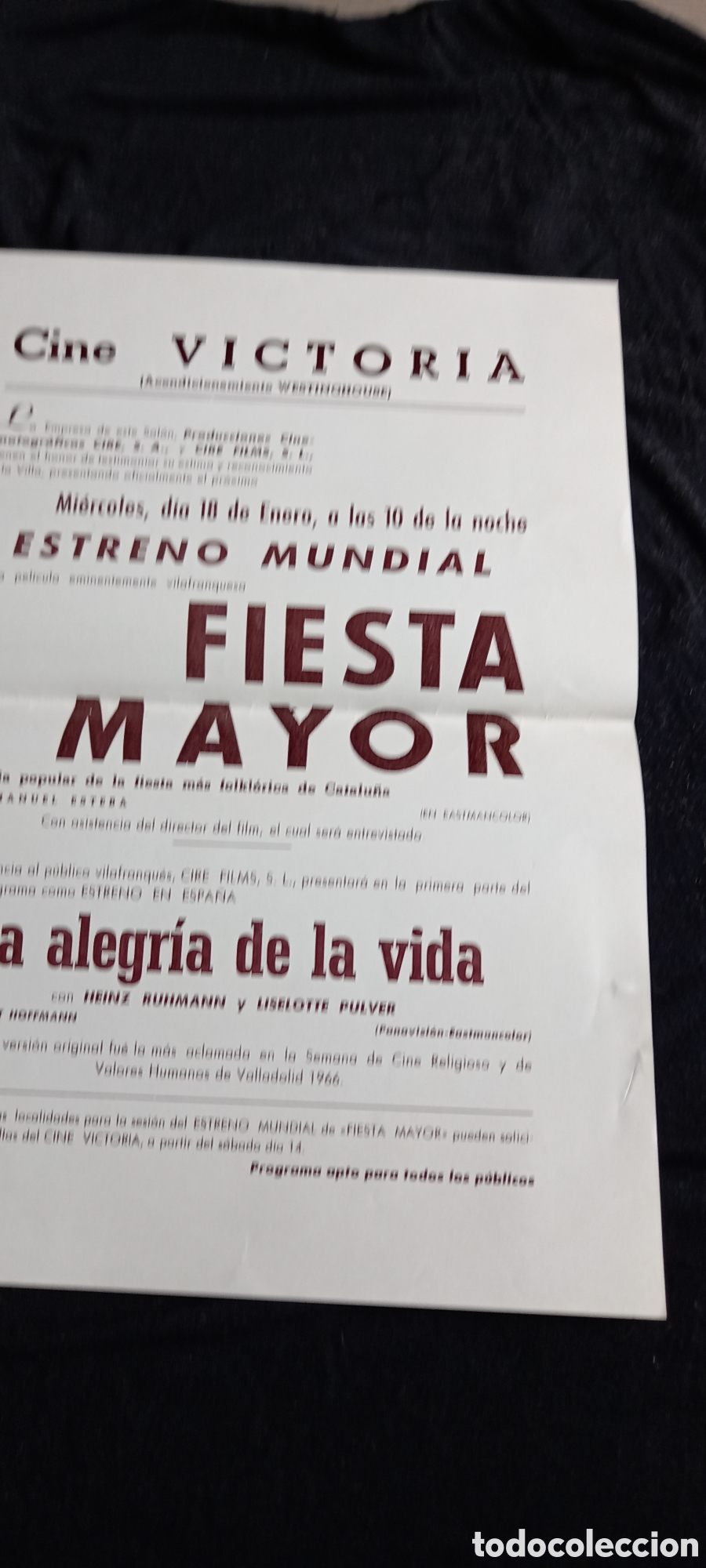Cine: ANTIGUO PROGRAMA DE CINE FIESTA MAYOR LA ALEGRIA DE LA VIDA - Foto 3