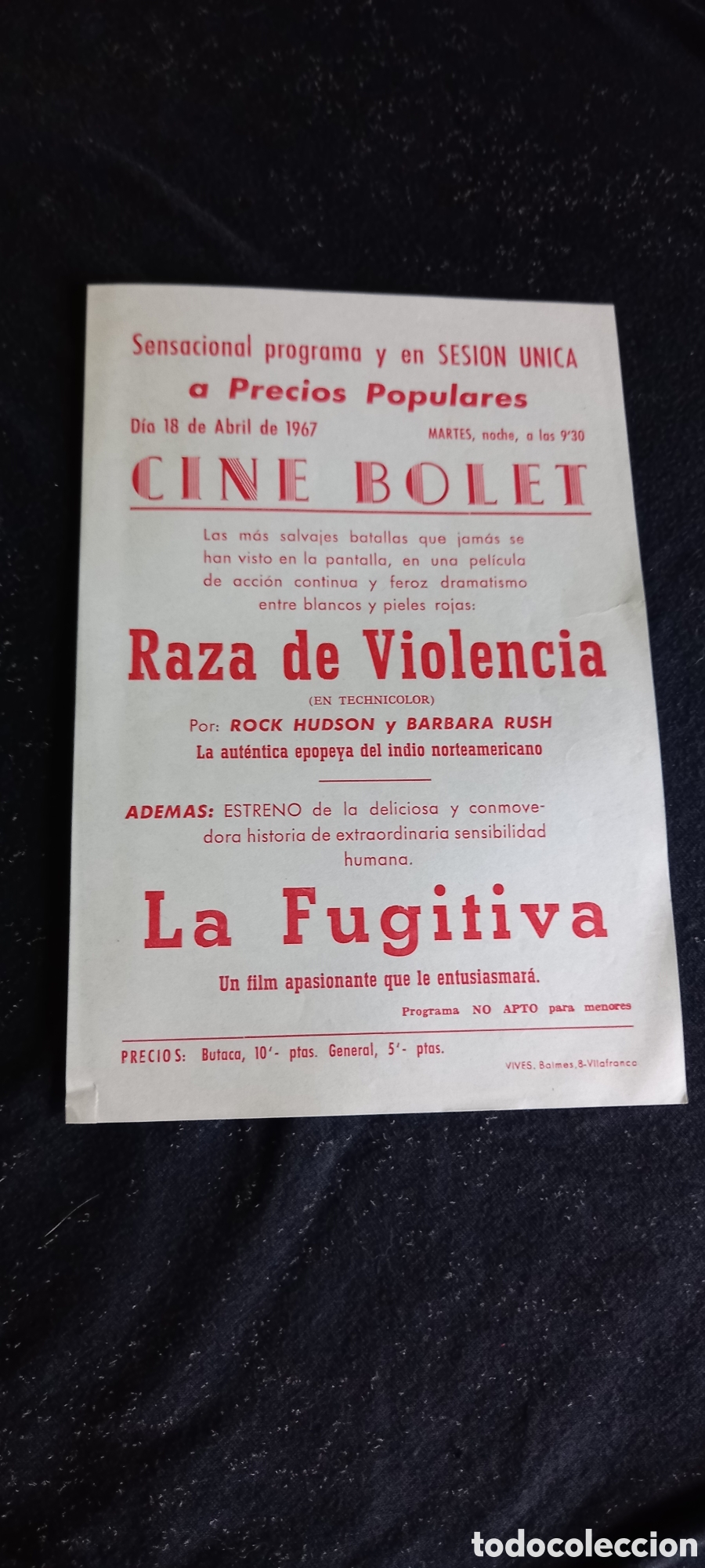 Cine: ANTIGUO PROGRAMA DE CINE - Foto 1