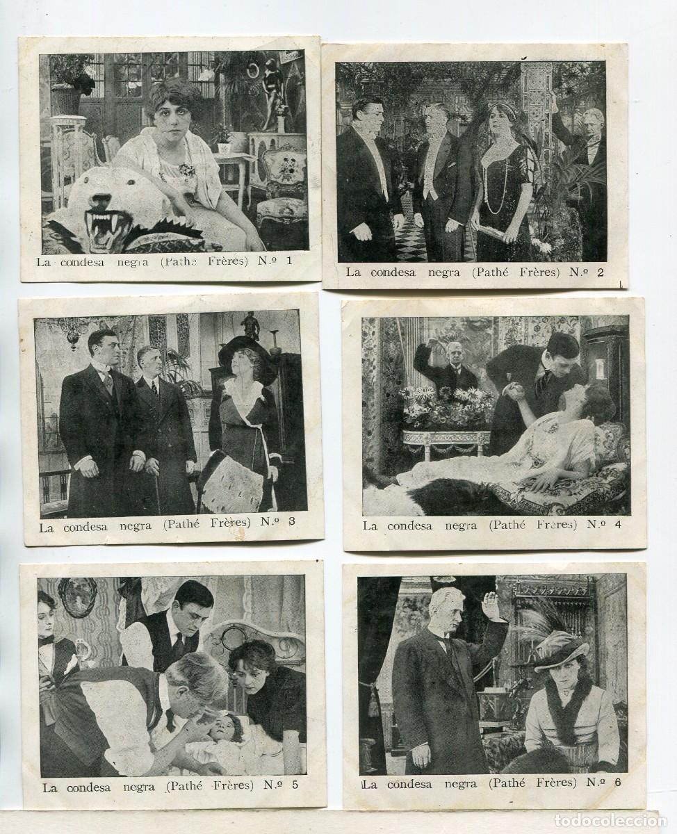 Cine: LA CONDESA NEGRA. 6 CROMOS-FOTOTIPIAS 7 X 9 cms., COLECCI&Oacute;N COMPLETA. 1913-15