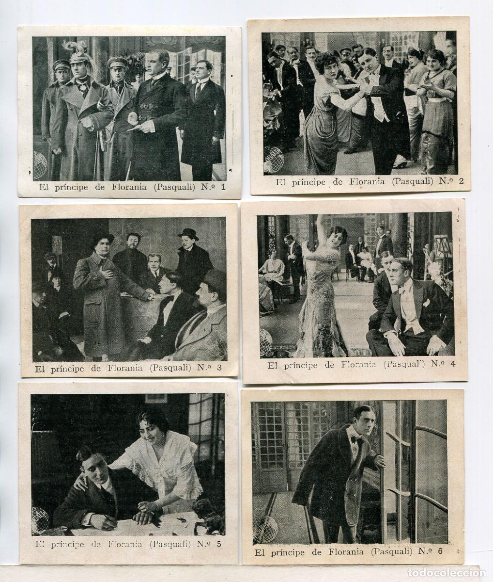  Flyers Publicitaires de films Anciens: EL PR&Iacute;NCIPE DE FLORANIA. 6 CROMOS-FOTOTIPIAS 7 X 9 cms., COLECCI&Oacute;N COMPLETA. 1913-15