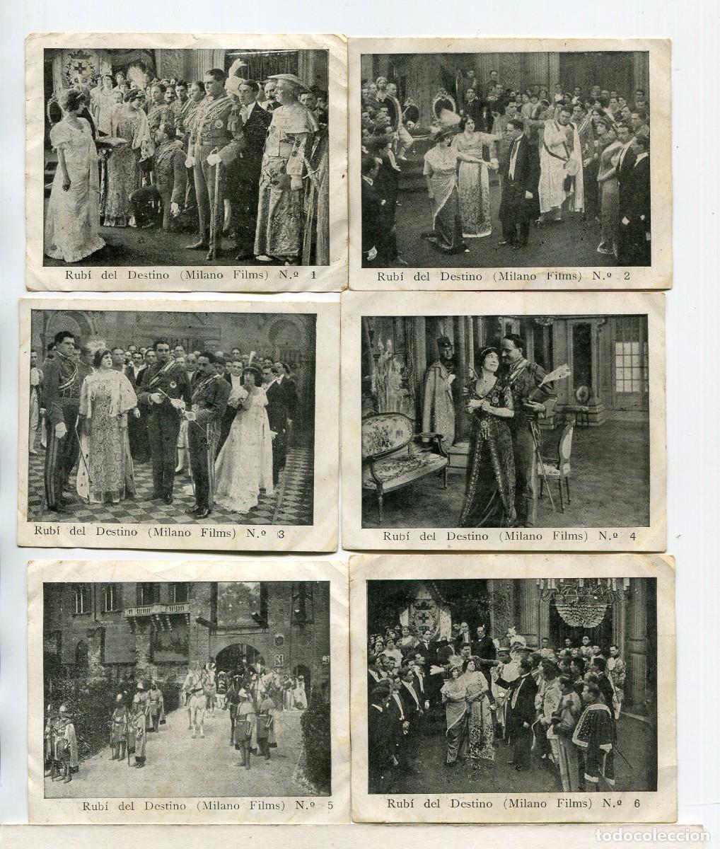  Flyers Publicitaires de films Anciens: RUB&Iacute; DEL DESTINO. 6 CROMOS-FOTOTIPIAS 7 X 9 cms., COLECCI&Oacute;N COMPLETA. 1913-15
