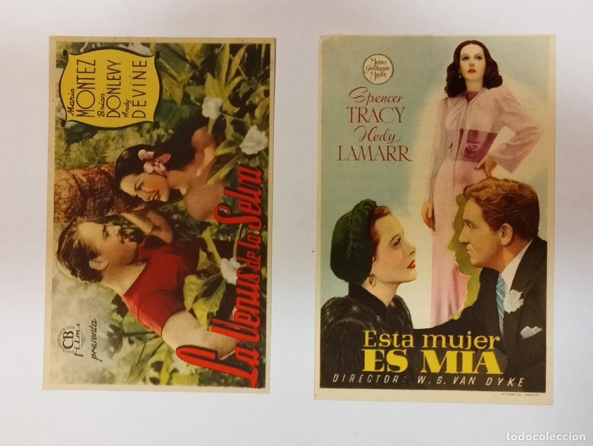 Folhetos de m&atilde;o de filmes antigos de cinema: LOTE DE 2 PROGRAMAS DE CINE SENCILLOS A&Ntilde;OS 40: LA VENUS DE LA SELVA - ESTA MUJER ES MIA