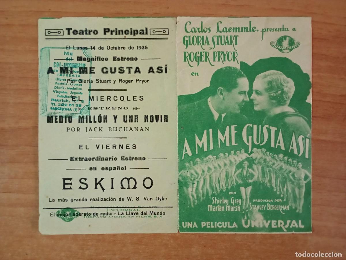  Flyers Publicitaires de films Anciens: AL1-- PROGRAMA DE CINE DE LA PELICULA--- A MI ME GUSTA AS&Iacute;,