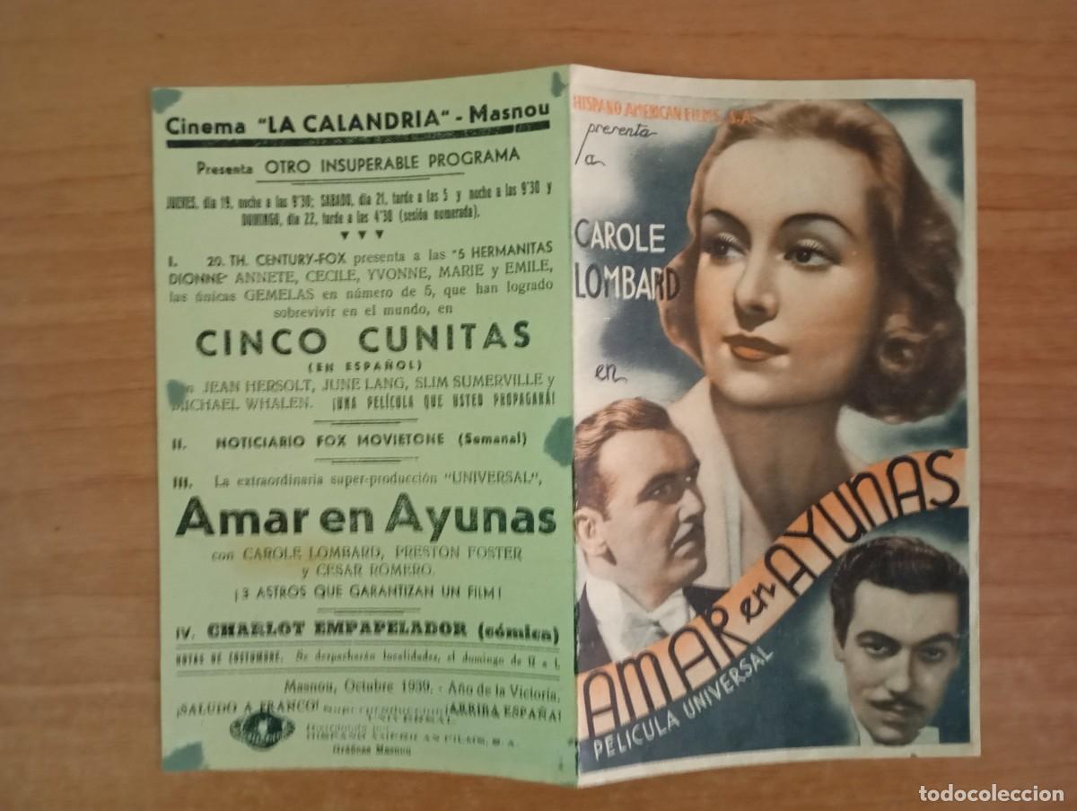 Cine: AL1-- PROGRAMA DE CINE DE LA PELICULA--- AMAR EN AYUNAS - Foto 1