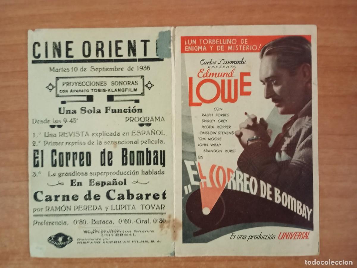  Flyers Publicitaires de films Anciens: AL1-- PROGRAMA DE CINE DE LA PELICULA---EL CORREO DE BOMBAY