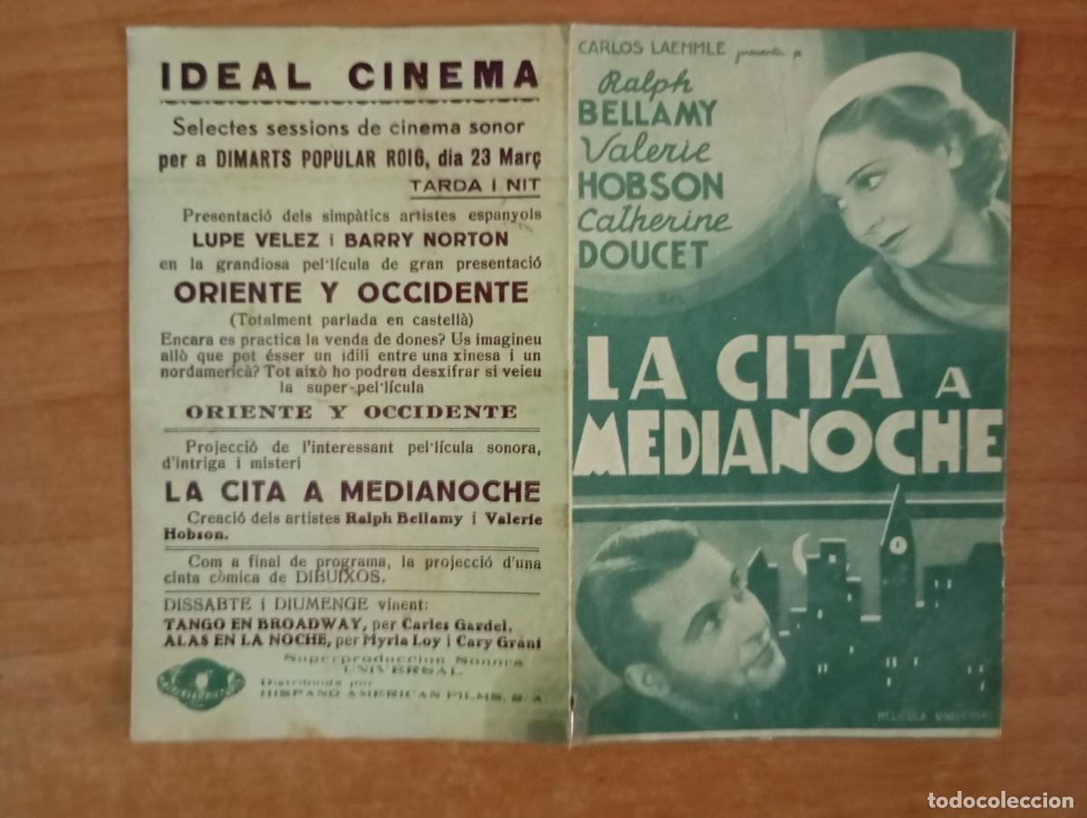  Flyers Publicitaires de films Anciens: AL1-- PROGRAMA DE CINE DE LA PELICULA---LA CITA A MEDIANOCHE
