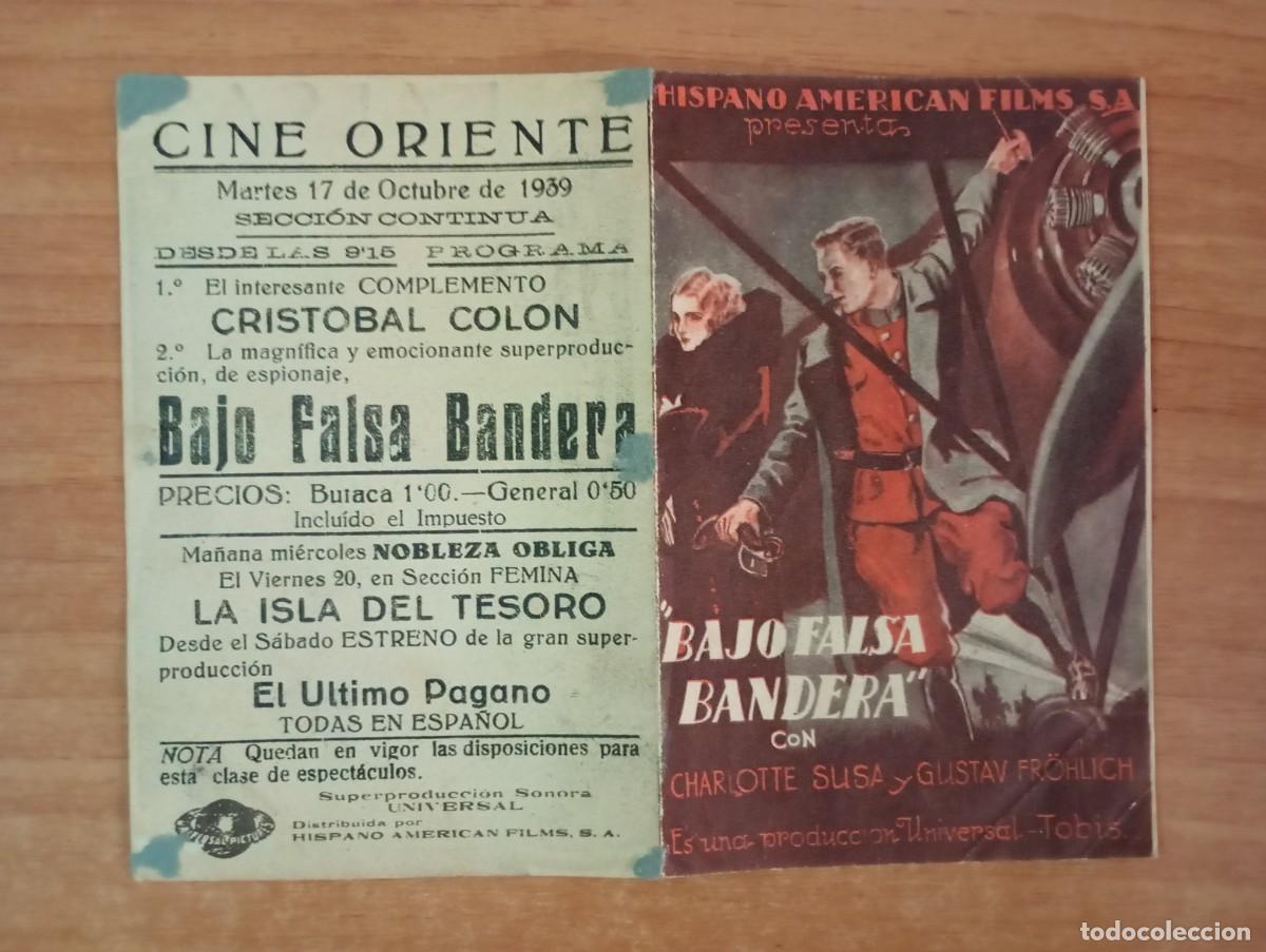  Flyers Publicitaires de films Anciens: AL1-- PROGRAMA DE CINE DE LA PELICULA-- BAJO FALSA BANDERAS