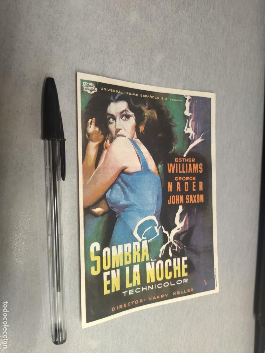 Cine: SOMBRA EN LA NOCHE / ESTHER WILLIAMS / FOLLETO DE MANO CON PUBLICIDAD