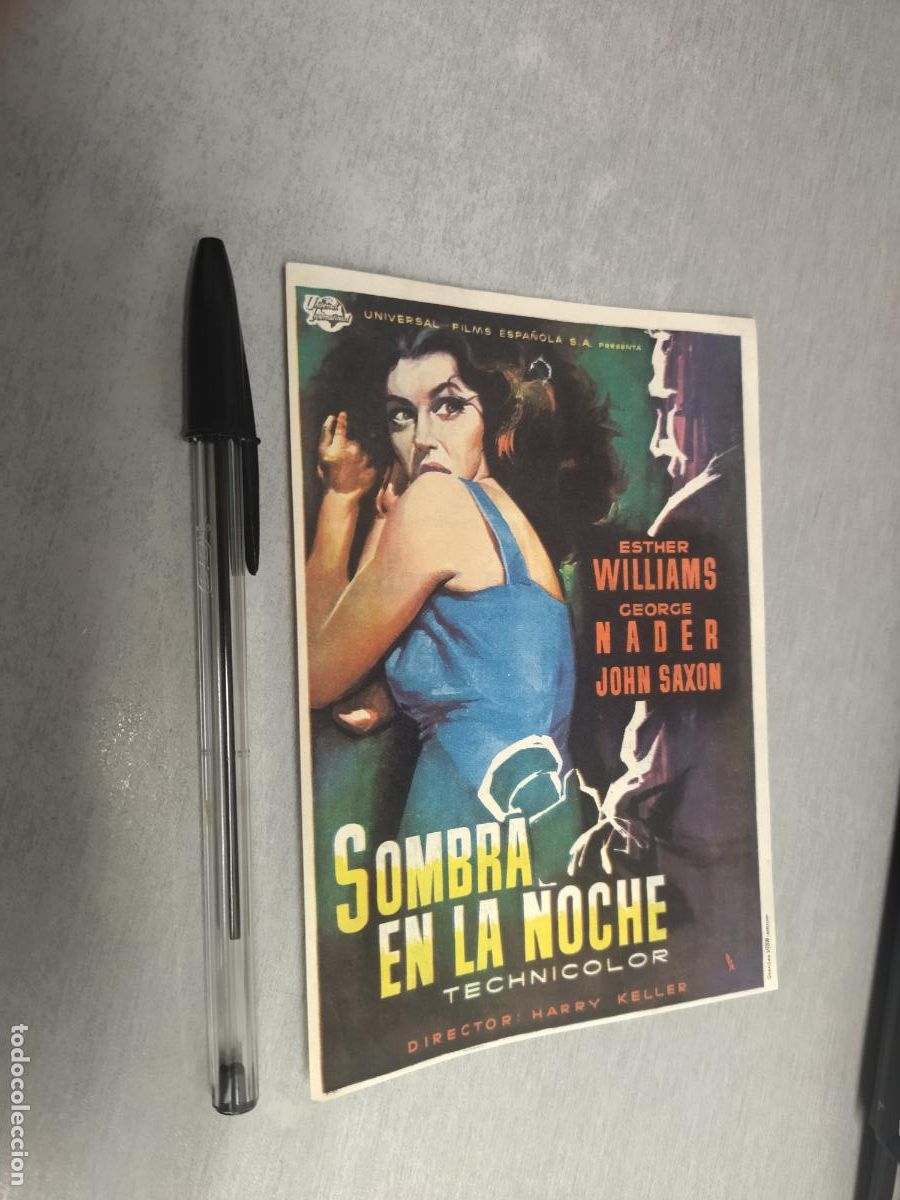 Cine: SOMBRA EN LA NOCHE / ESTHER WILLIAMS / FOLLETO DE MANO CON PUBLICIDAD