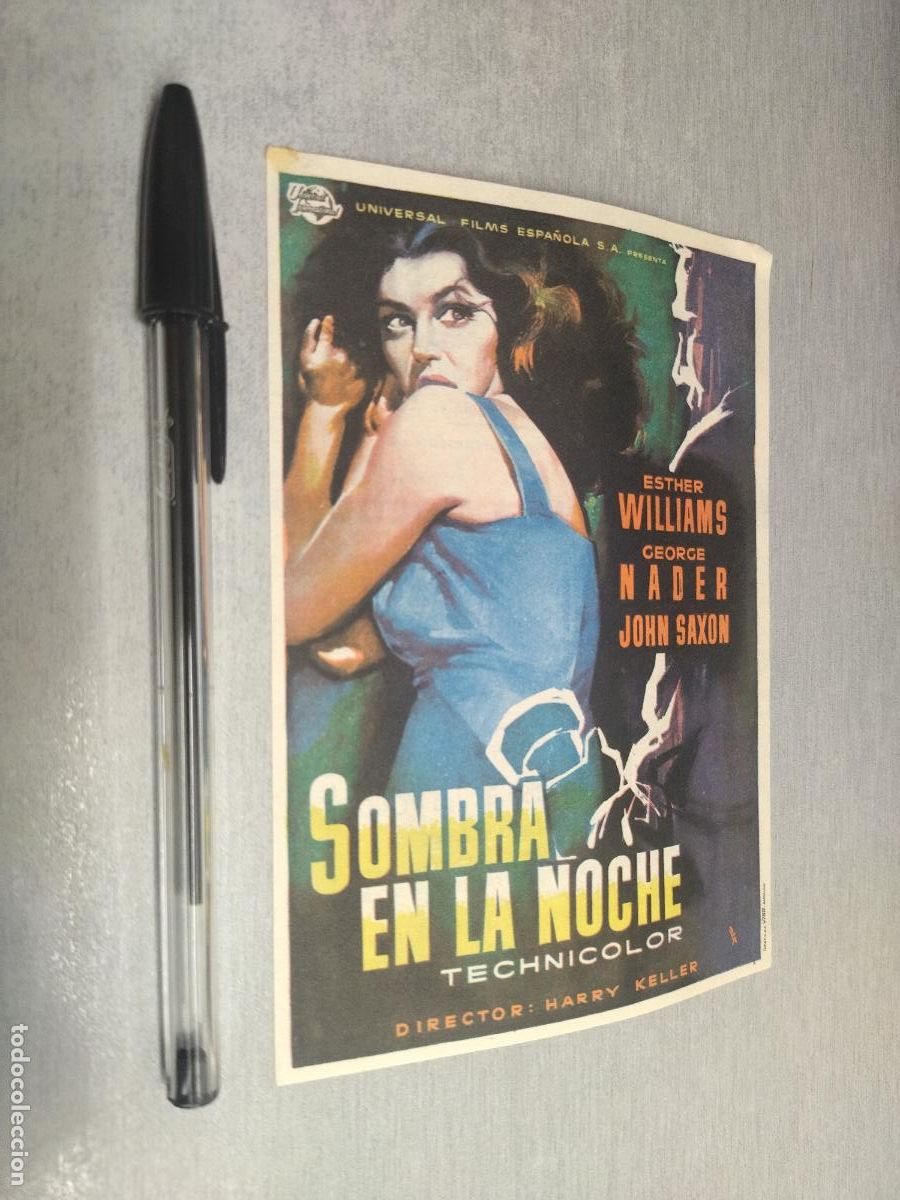 Cine: SOMBRA EN LA NOCHE / ESTHER WILLIAMS / FOLLETO DE MANO CON PUBLICIDAD
