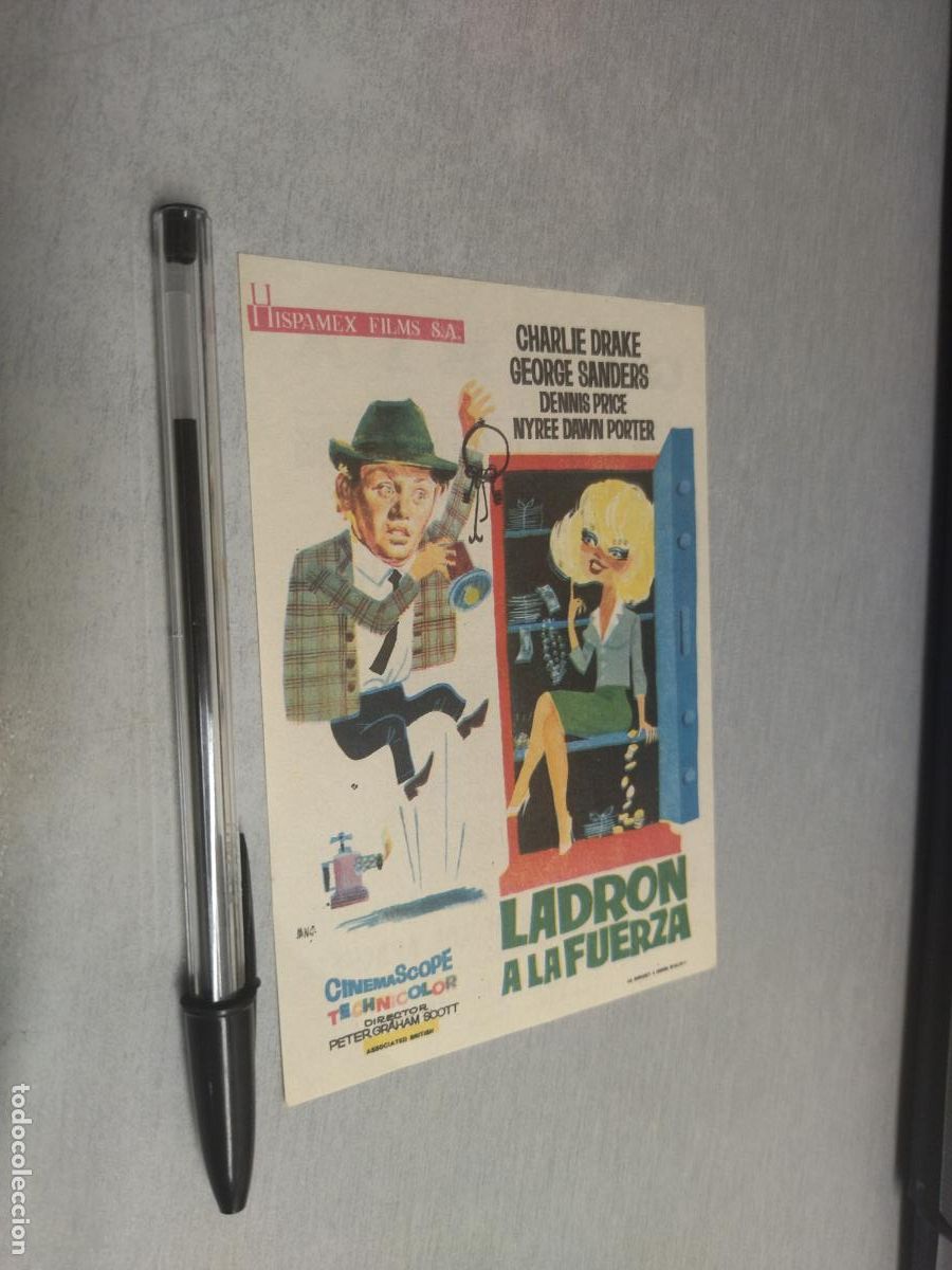 Kino: LADR&Oacute;N A LA FUERZA / CHARLIE DRAKE / FOLLETO DE MANO CON PUBLICIDAD