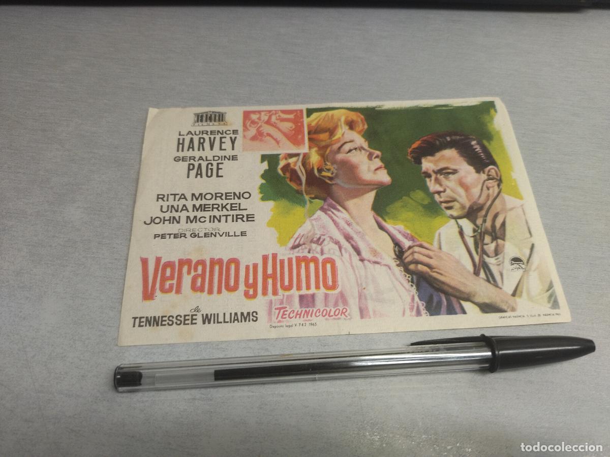 Kino: VERANO Y HUMO / LAURENCE HARVEY, GERALDINE PAGE / FOLLETO DE MANO CON PUBLICIDAD