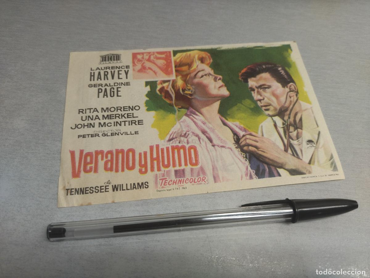 Kino: VERANO Y HUMO / LAURENCE HARVEY, GERALDINE PAGE / FOLLETO DE MANO CON PUBLICIDAD