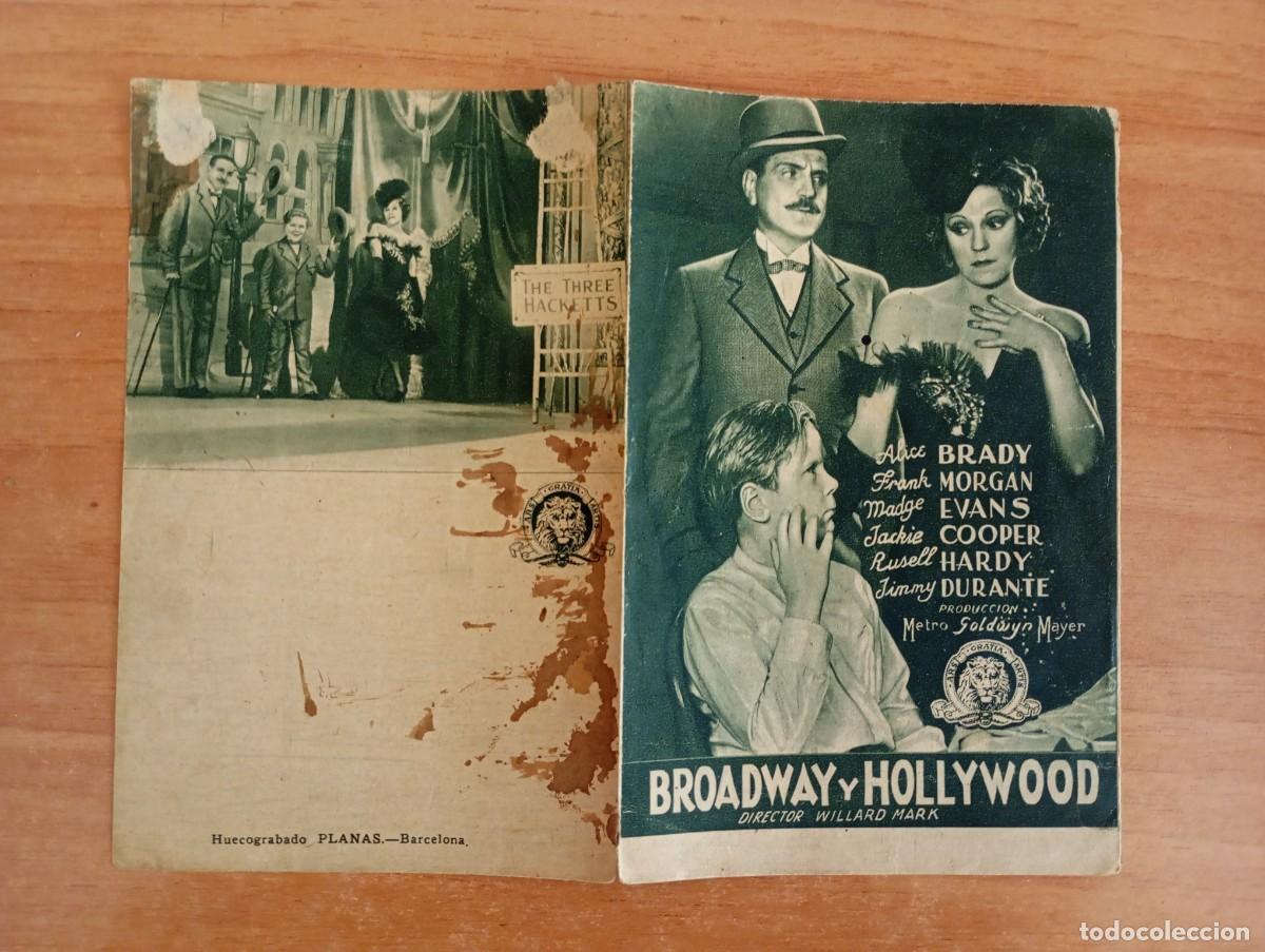 Cine: AL1-- PROGRAMA DE CINE DE LA PELICULA-- BROADWAY Y HOLLYWOOD