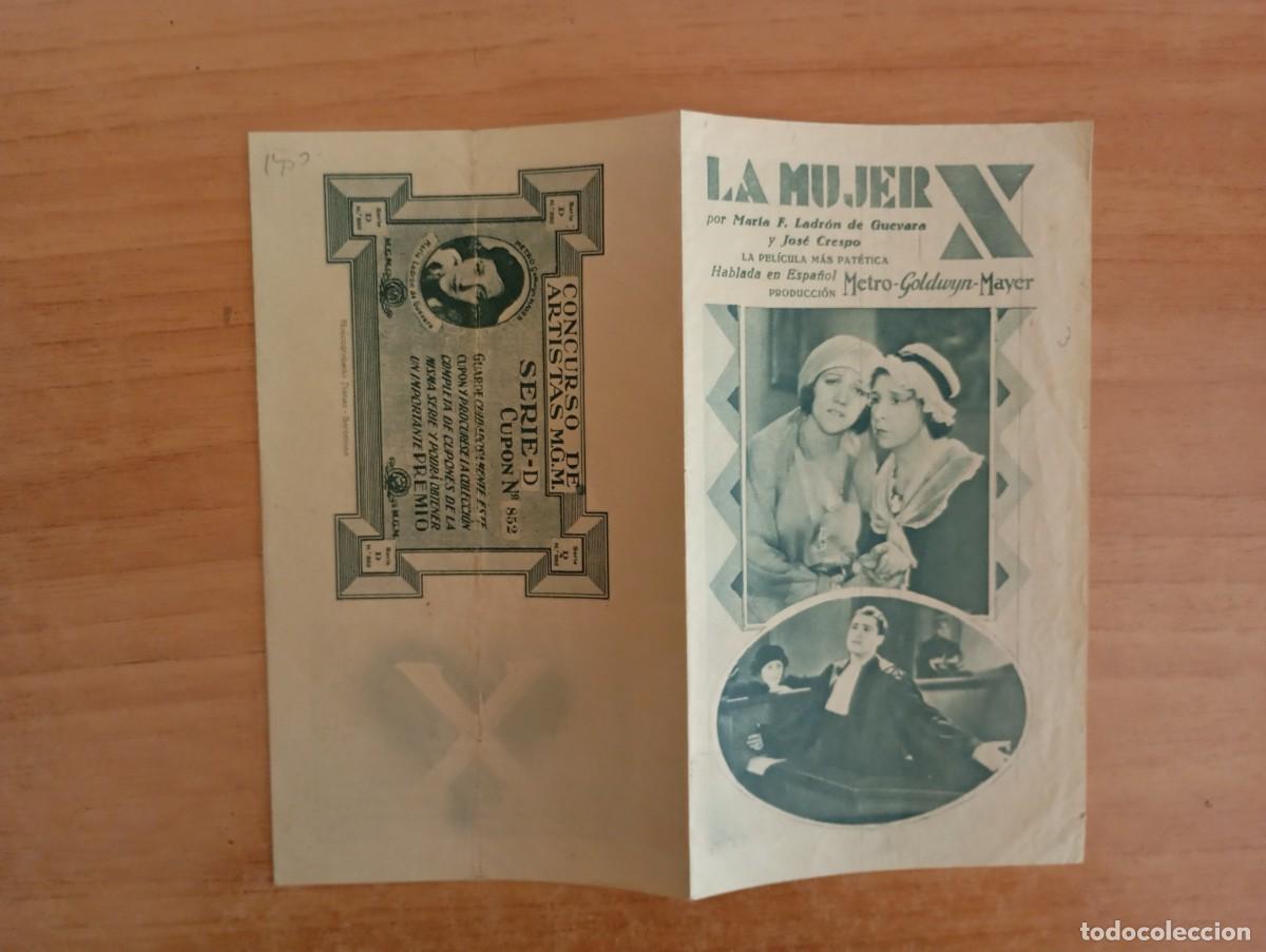 Folhetos de m&atilde;o de filmes antigos de cinema: AL1-- PROGRAMA DE CINE DE LA PELICULA--- LA MUJER 'X