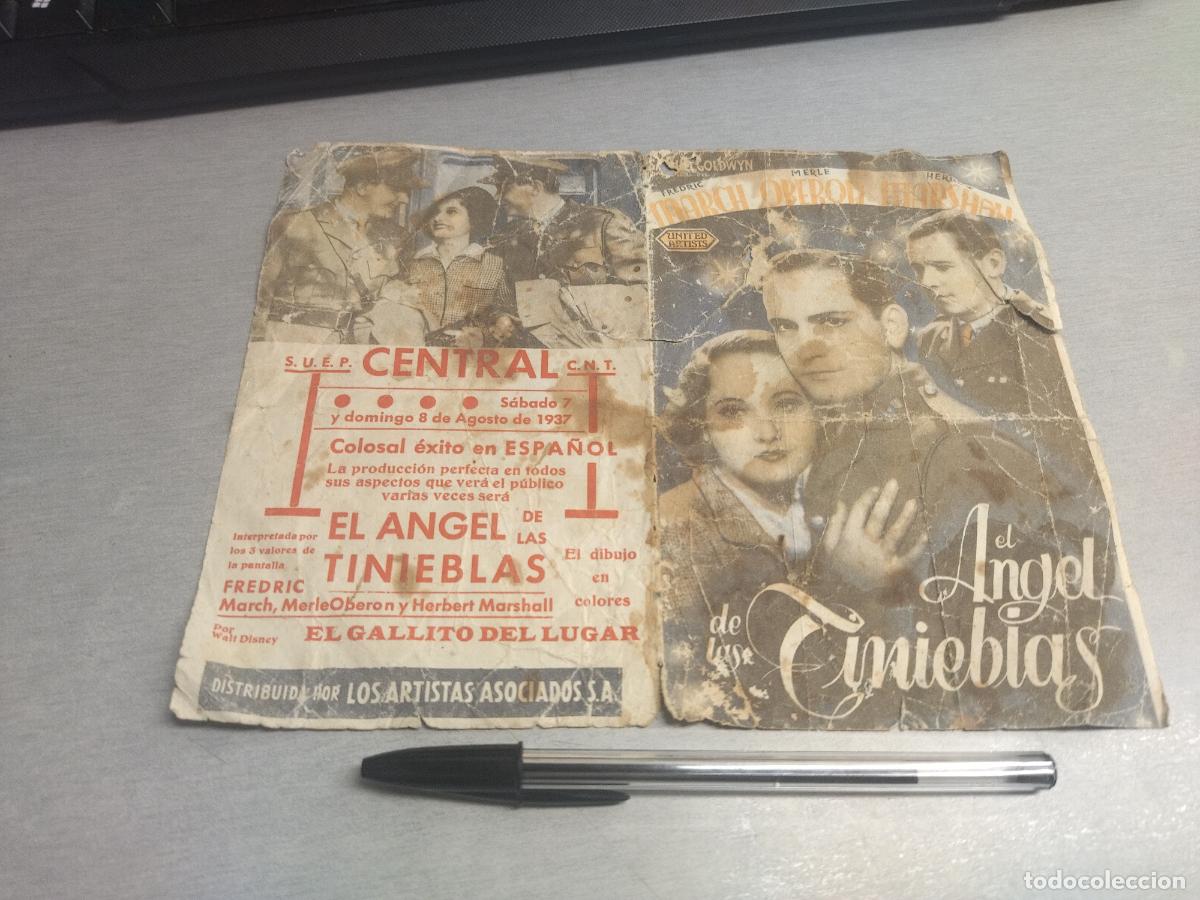  Flyers Publicitaires de films Anciens: EL &Aacute;NGEL DE LAS TINIEBLAS / PROGRAMA DOBLE / CENTRAL C.N.T. A&Ntilde;O 1937