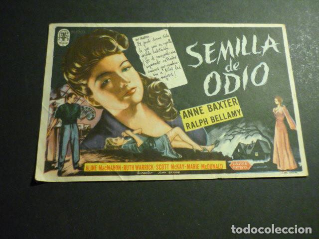  Flyers Publicitaires de films Anciens: SEMILLA DE ODIO PROGRAMA DE CINE SIN PUBLICIDAD