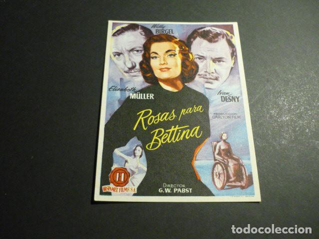 Folhetos de m&atilde;o de filmes antigos de cinema: ROSAS PARA BETTINA PROGRAMA DE CINE SIN PUBLICIDAD