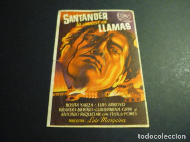 Cine: SANTANDER EN LLAMAS PROGRAMA DE CINE CON SELLO EN TINTA CINE NORBA CACERES