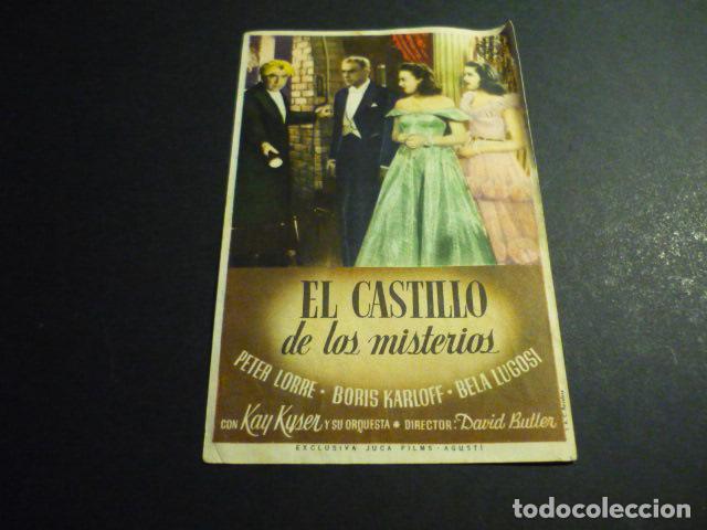 Folhetos de m&atilde;o de filmes antigos de cinema: EL CASTILLO DE LOS MISTERIOS PROGRAMA DE CINE CON SELLO EN TINTA CINE NORBA CACERES