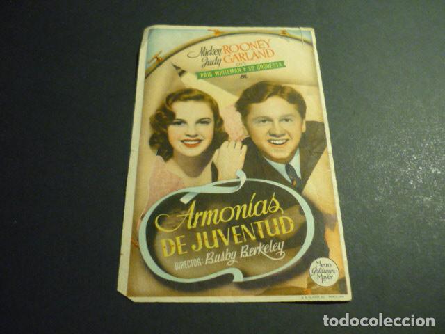  Flyers Publicitaires de films Anciens: ARMON&Iacute;AS DE JUVENTUD PROGRAMA DE CINE CON SELLO EN TINTA CINE NORBA CACERES