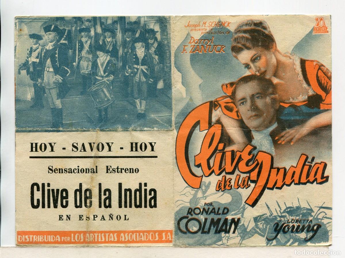  Flyers Publicitaires de films Anciens: CLIVE DE LA INDIA, con Ronald Colman.