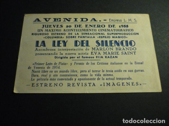 Cine: LA LEY DEL SILENCIO PROGRAMA DE CINE CON PUBLICIDAD CINE AVENIDA - Foto 2