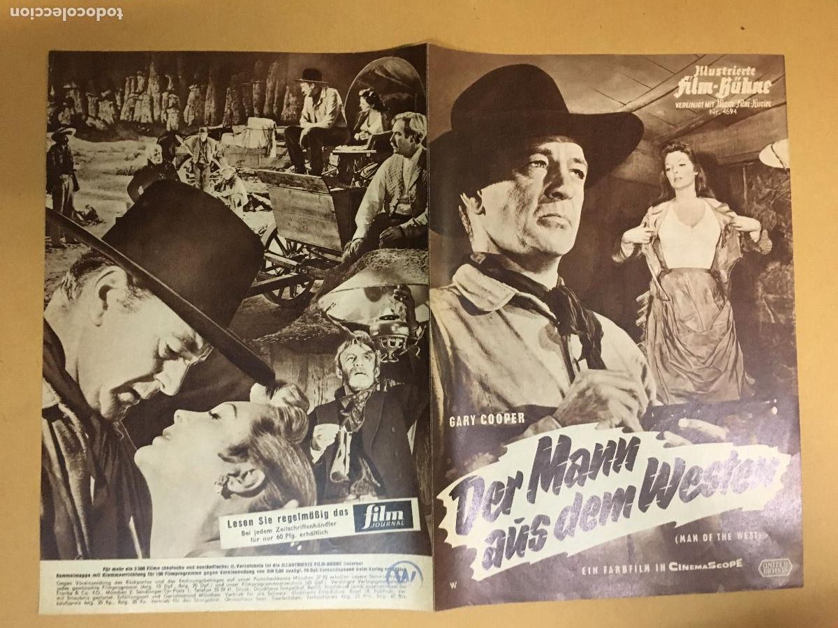 Cine: G9779 HOMBRE DEL OESTE GARY COOPER ANTHONY MANN PROGRAMA GUIA DOBLE ALEMANA - Foto 1