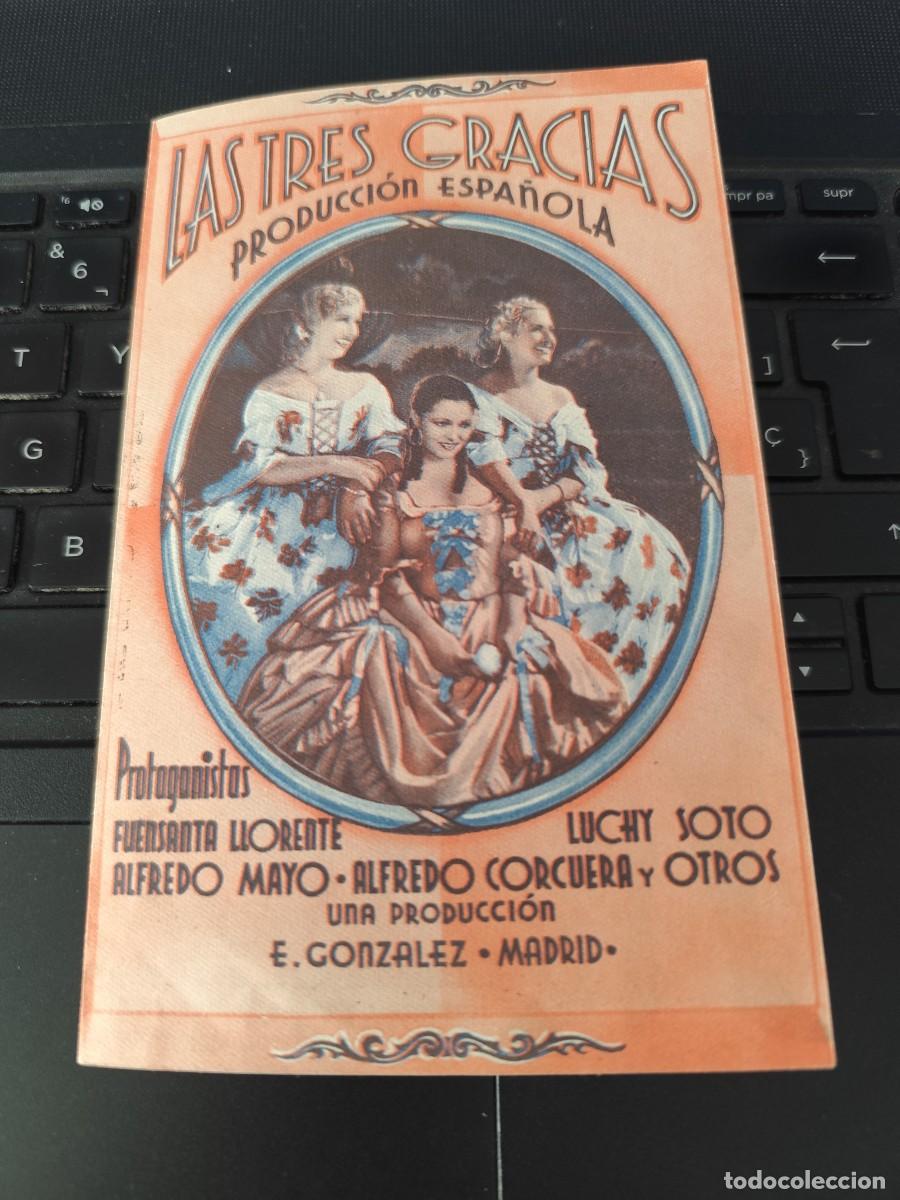  Foglietti di film di film antichi di cinema: Las tres gracias Doble con publicidad Gran Teatro Calder&oacute;n