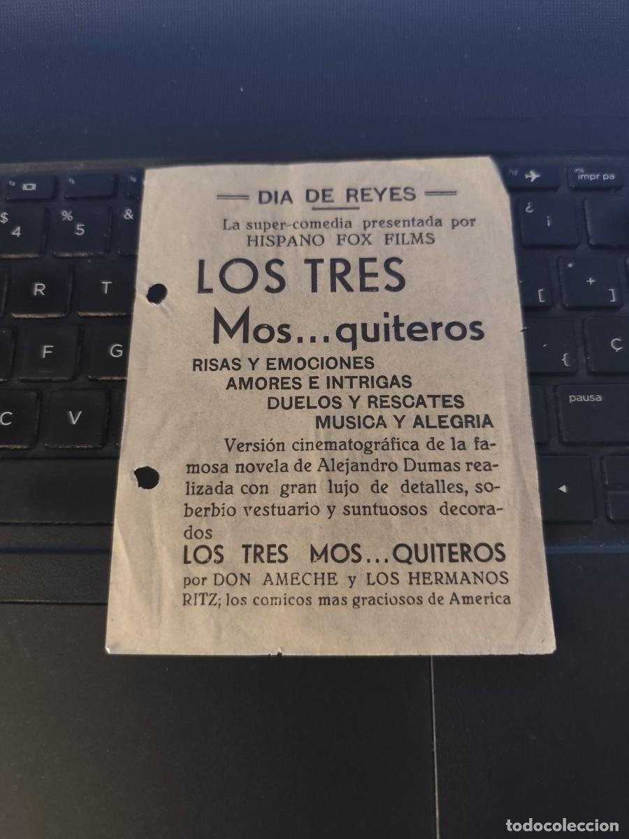  Flyers Publicitaires de films Anciens: Los tres mos...quiteros Folleto local taladrado