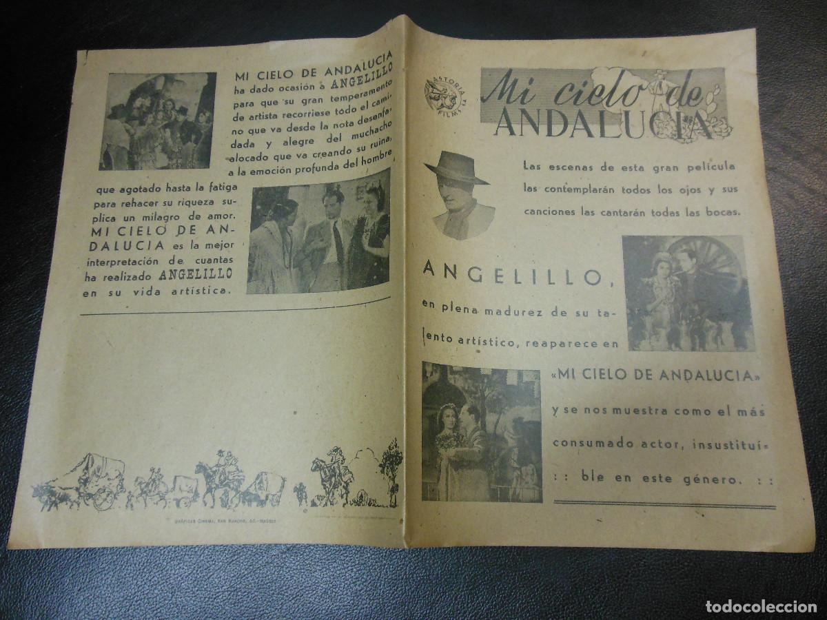 Cine: MI CIELO ANDALUCIA PROGRAMA DE CINE ANGELILLO - CANCIONERO - Foto 1